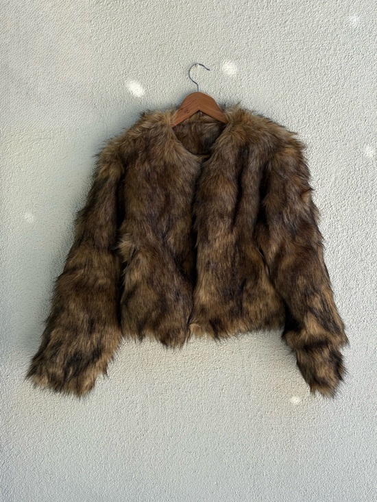 The Tribe Jackets & Blazers - The Tribe Cropped Brown Fur Jacket